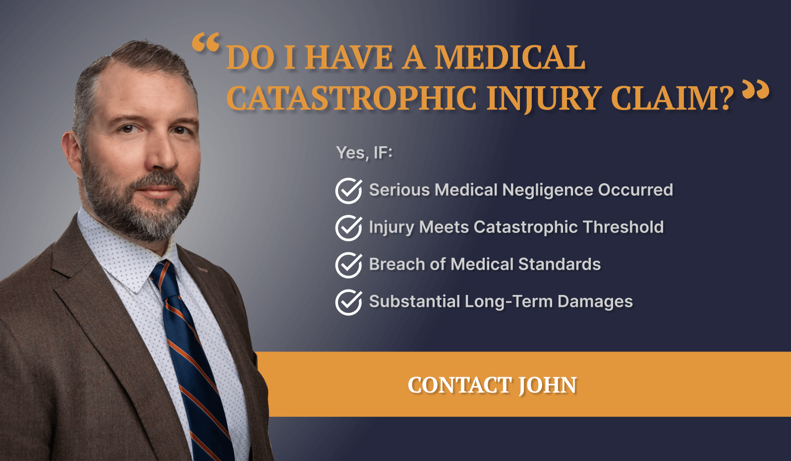 Promotional graphic advertising of Medical Catastrophic Injury claim services