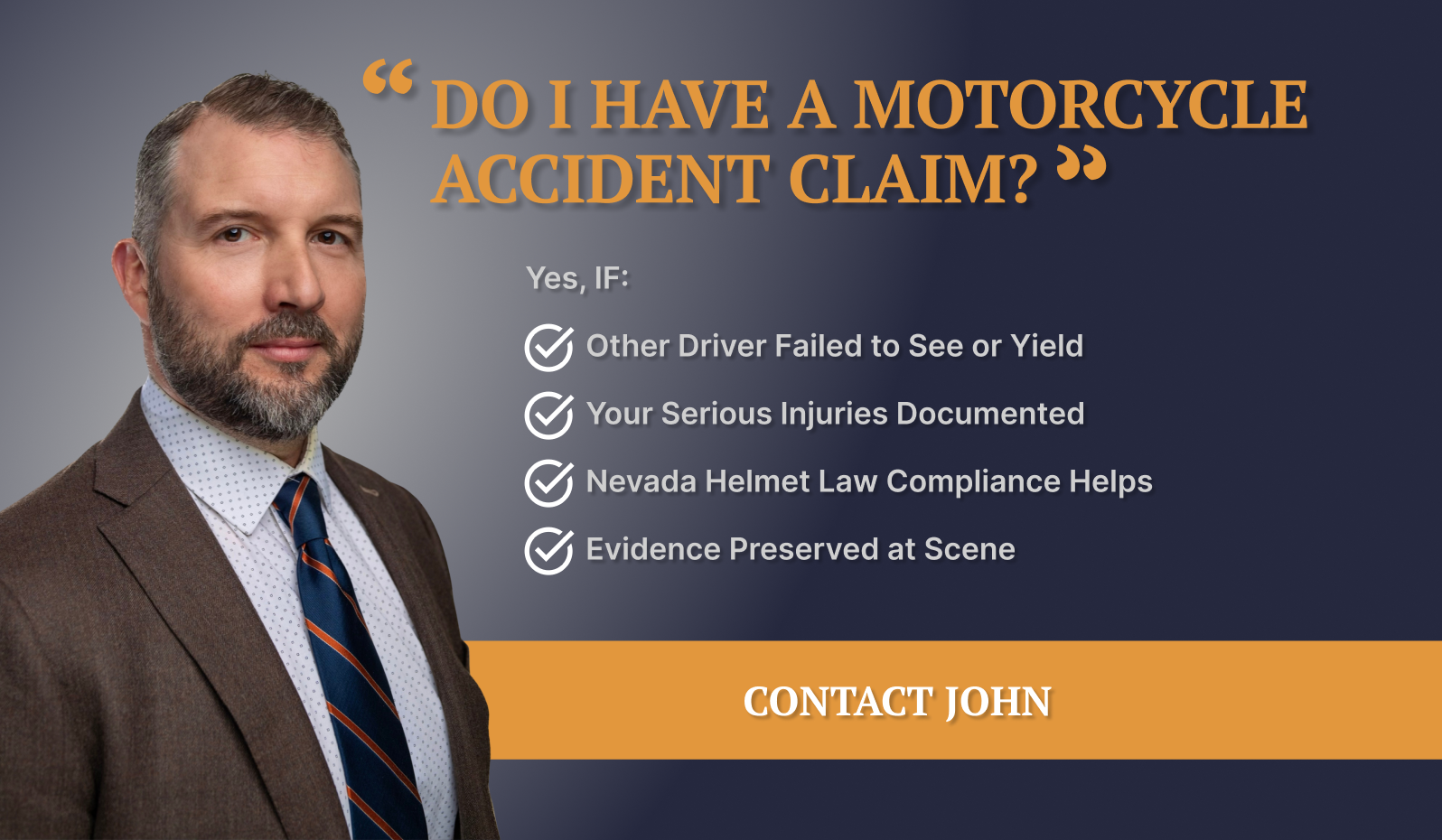 Promotional graphic advertising legal motorcycle accident services.