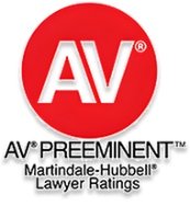 Graphic with a text "Martindale Hubbell Lawyer Rating"