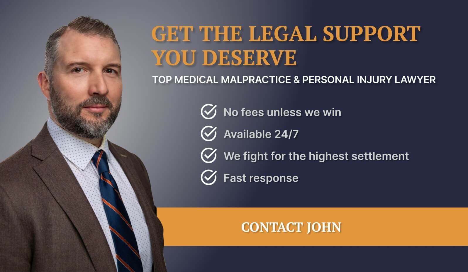 Promotional graphic advertising medical malpractice and personal injury legal services